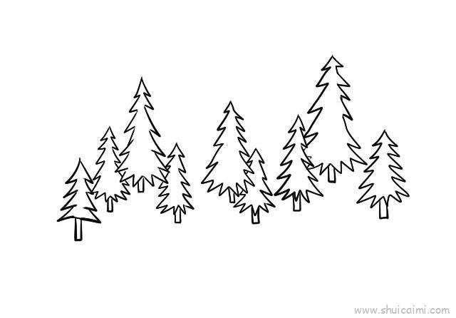 树林儿童画怎么画 树林简笔画图片