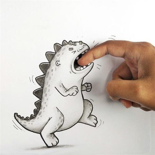 铅笔画恐龙世界大全图片