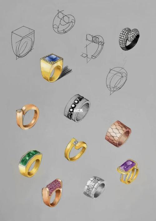 课系列戒指手绘上色分享意大利大师vc上课哦#珠宝手绘  #珠宝手绘设计
