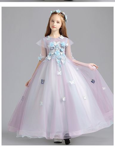 儿童礼服公主裙春夏新款女童生日晚礼服主持人演出服钢琴表演服装