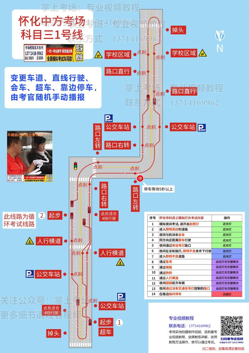 怀化中方杨村科目三考场考试视频练车路线图.