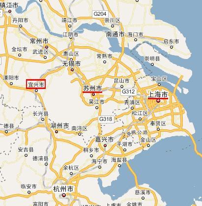 苏州和上海哪个距离宜兴近?