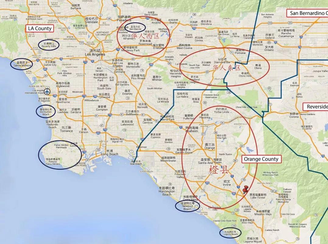 洛杉矶在美国哪个位置地图