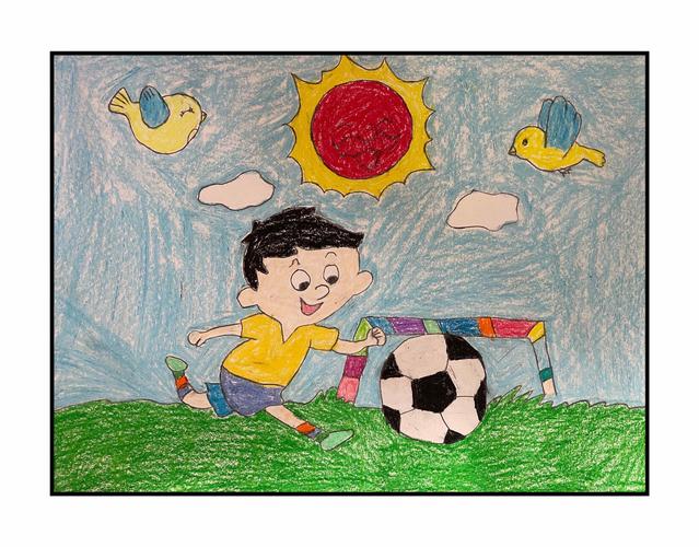 妙笔描绘足球梦—实华 学校开展阳光体育 快乐足球为主题的绘画比赛
