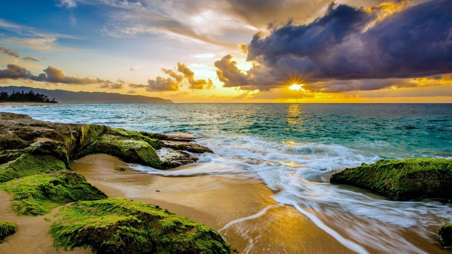 夏威夷,旅游,沙滩,海洋,海岸,日落图片