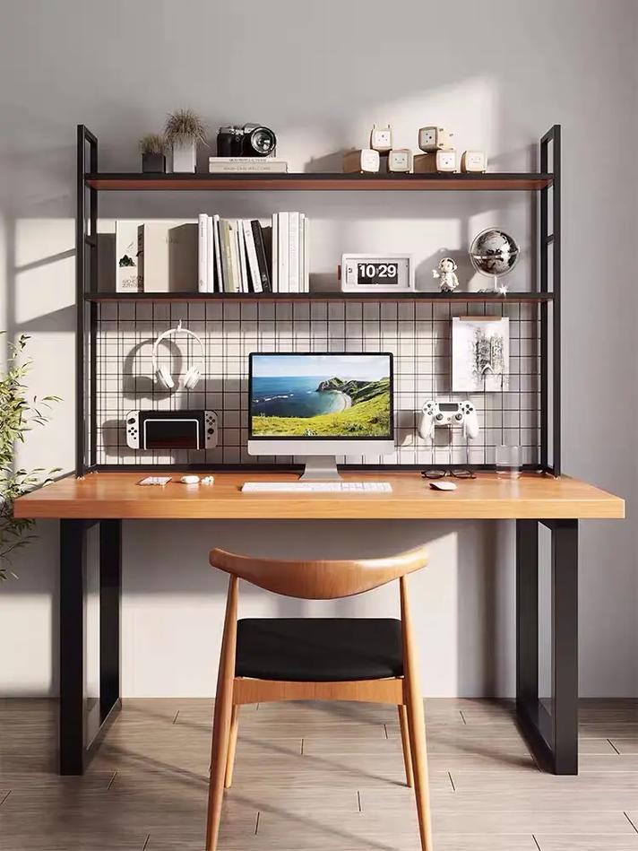 实木书架桌面书柜电脑桌家用置物架书桌收纳置架办公桌上架子隔板