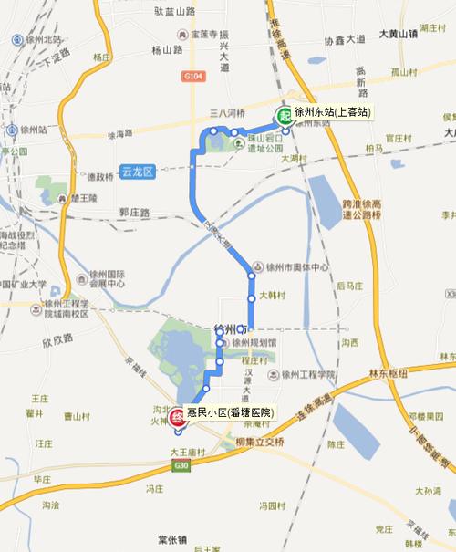 徐州市90路公交车运行线路图