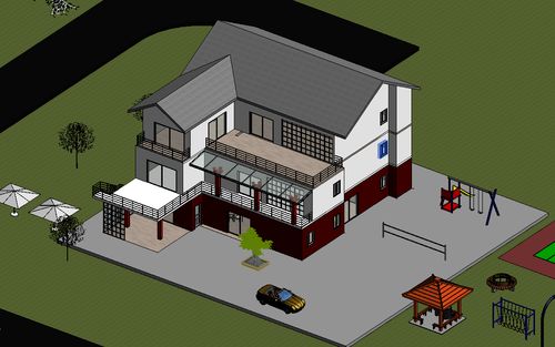 revit小别墅模型bim高质量三层别墅房子成品带渲染无图纸
