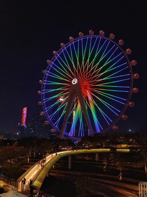 彩虹摩天轮夜晚的摩天轮拍摄于深圳滨海文化公园