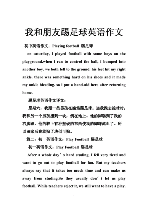 我和朋友踢足球英语作文doc45页
