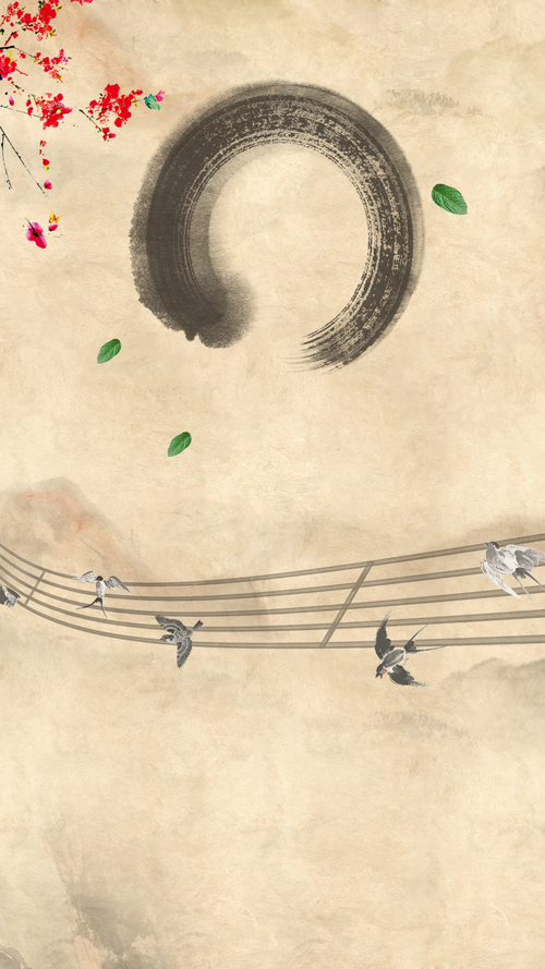 中国风音乐节古典褐色音符背景素材
