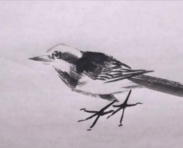 原创国画家精心教学一只发呆的水墨鸟,笔法细腻,栩栩如生