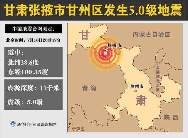 (图表)「地震」甘肃张掖市甘州区发生5.0级地震