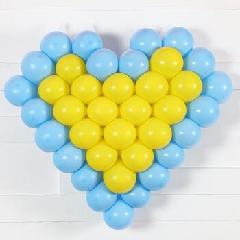 心型网格 气球造型制作 60cm 可放入38个 心形网格 浅蓝25 黄色25