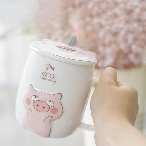 超可爱卡通小猪猪猪造型水杯小猪水杯陶瓷杯马克杯创意猪猪