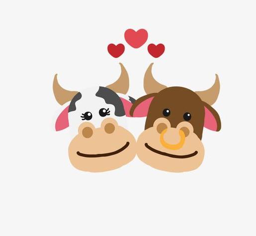 爱情卡通可爱小动物装饰爱情动物头像牛