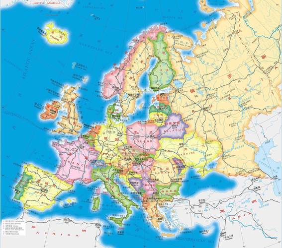 欧洲地图高清中文版国家地图可放大欧洲主要国家旅游介绍
