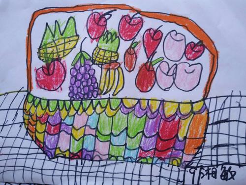 古一幼儿园美术特长班绘画《一篮水果》