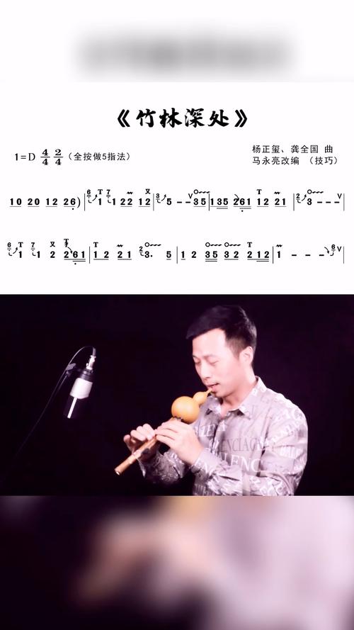 葫芦丝《竹林深处》,动态技巧曲谱教学示范:马永亮