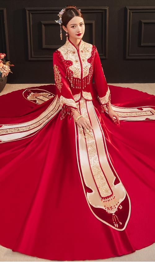 珠绣秀禾服2021新款结婚新娘礼服女婚纱中式嫁衣中国风秀和服重工