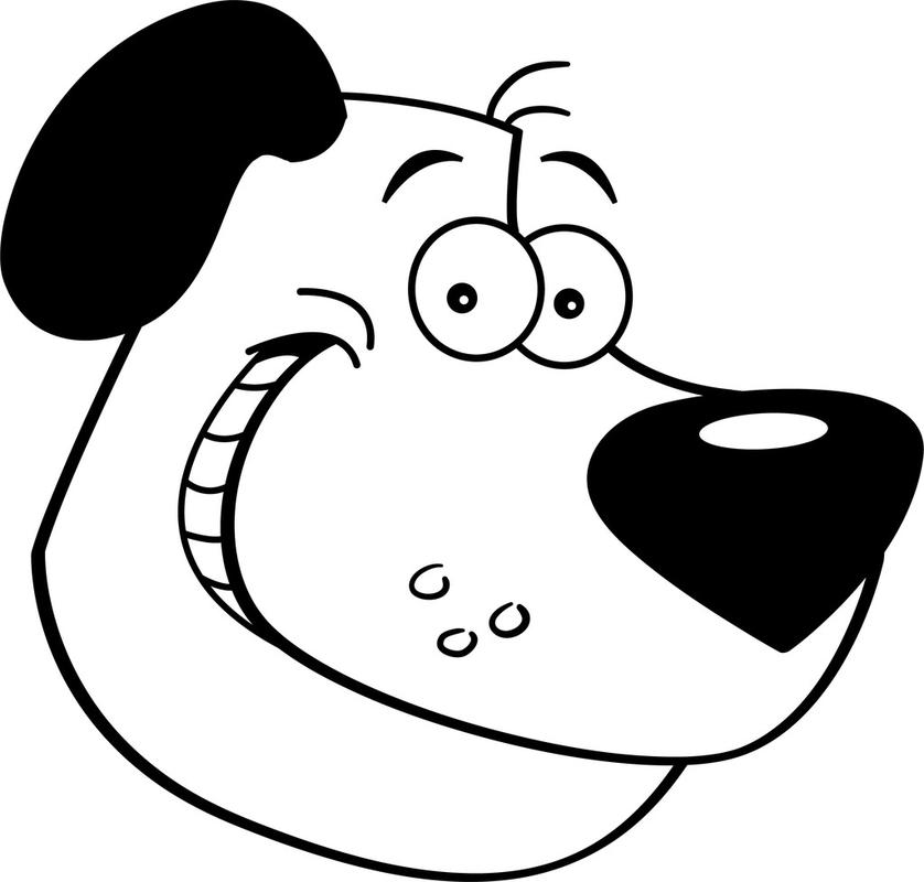 狗的头,黑色和白色的狗头插图