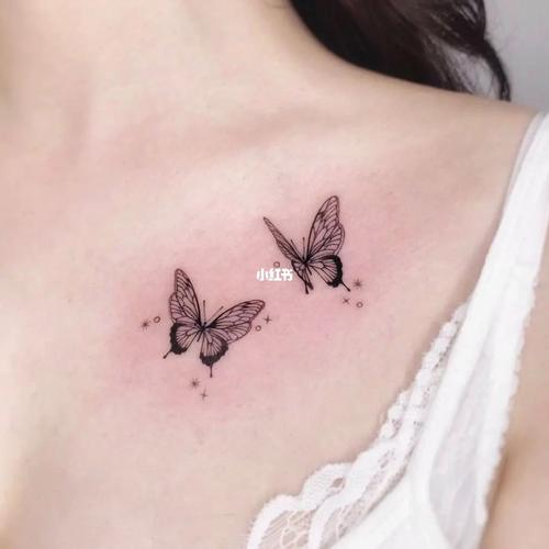 超级好看的蝴蝶纹身图案,女生锁骨纹身图案#纹身  #合肥纹身  #女生