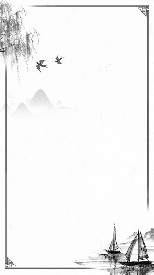 清新中国风水墨古典山水风景景色边框竖版背景视频竖版水墨背景竖版