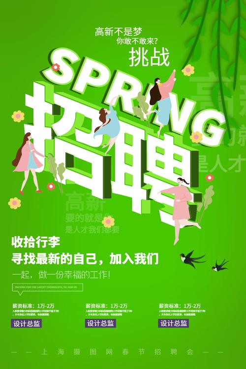 绿色春季招聘宣传海报