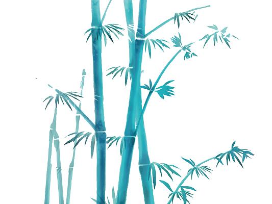 绿色手绘古风中国风竹子竹叶竹竿植物矢量元素png素材