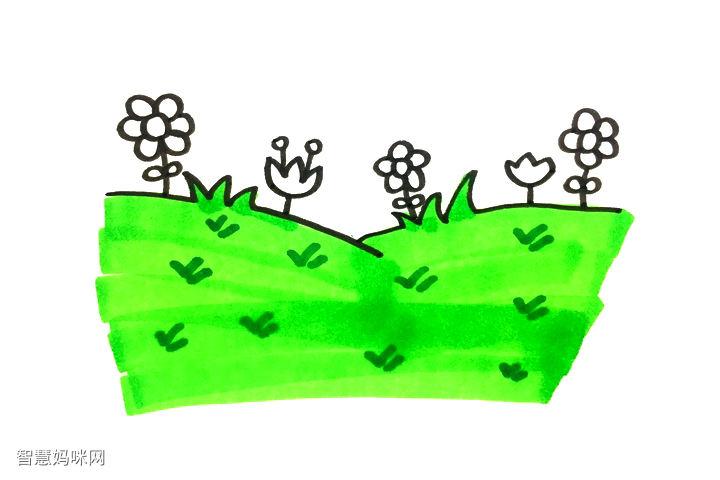 幼儿园草地的画法