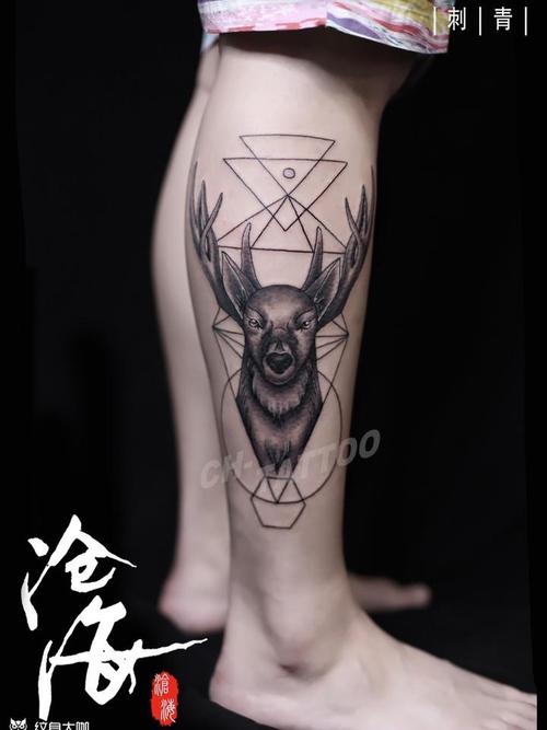 几何鹿_纹身图案手稿图片_梁春波的纹身作品集