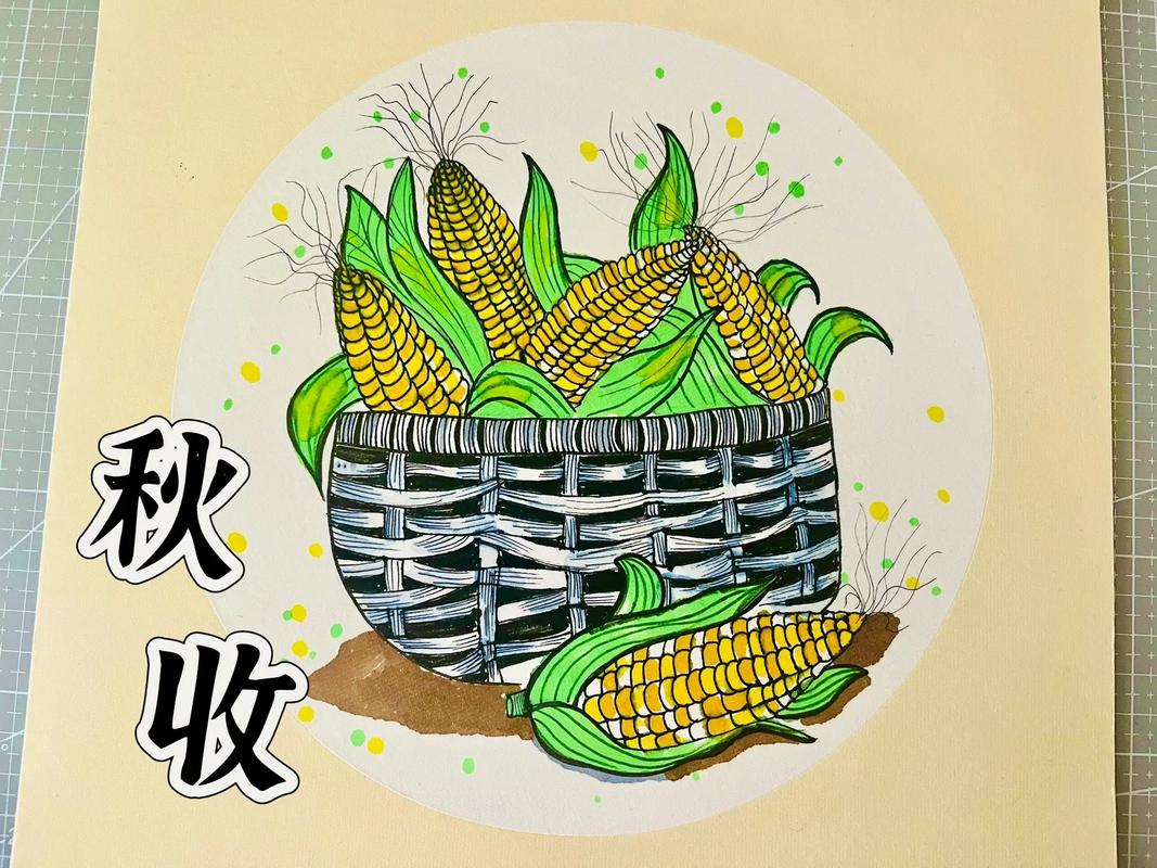 创意美术儿童画《玉米》 1.观察玉米,感受玉米的外形和色彩特 - 抖音