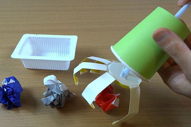 科学小制作:纸杯儿童手工制作可以伸缩的机械手玩具(步骤图解)