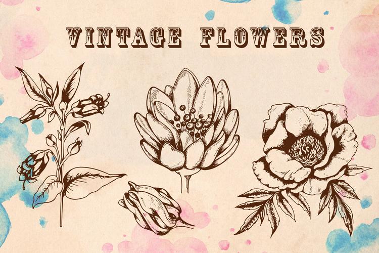 手绘矢量花卉复古风格图案纹理下载vintageflowers