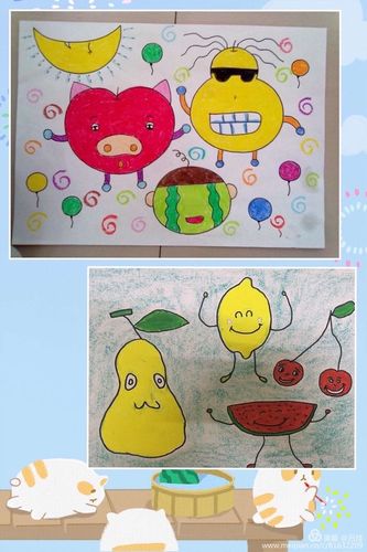 小朋友们拿起画笔,把你喜欢的水果也变成一个个灵动可爱的水果娃娃吧!