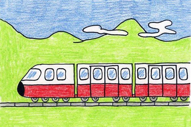 画火车图片儿童画