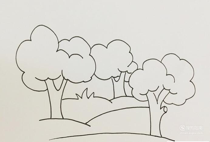 简笔画系列原始森林怎么画树丛简笔画怎么画树丛简笔画步骤大森林简笔