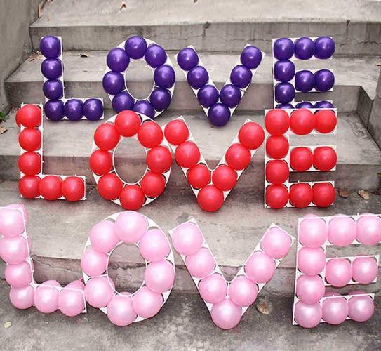 包邮婚庆用品结婚网格气球生日活动布置love气球心形网格气球商品大图