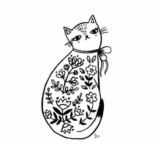 简单多变的小猫主题黑白简笔画小猫最爱的几个动作姿势