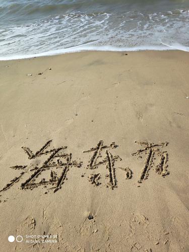 我在海东方海边沙滩上书写的海东方!