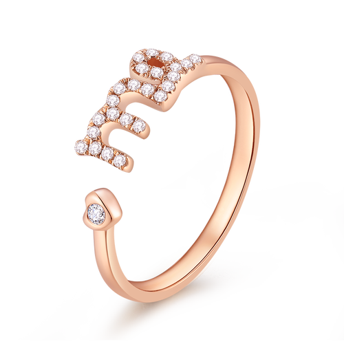 乐维斯十二星座戒指女玫瑰金钻戒女结婚求婚钻石戒指生日纪念日送女友