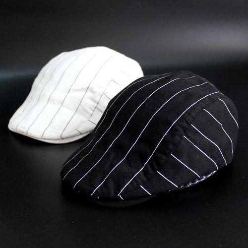 夏季新款黑白色条纹鸭舌帽透气帽子