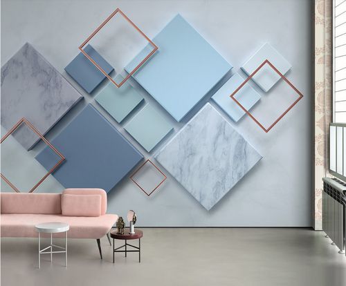 定制3d立体壁画简约几何菱形大理石墙布电视沙发背景墙欧式墙纸8d