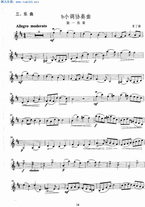 b小调协奏曲小提琴谱里丁格