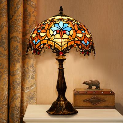 欧式复古台灯 美式书房卧室床头灯 创意玻璃蒂凡尼酒吧咖啡厅灯饰