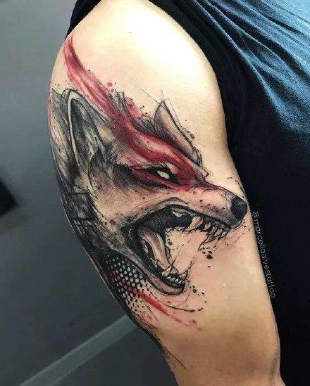 手臂狼头纹身狼的纹身图片4
