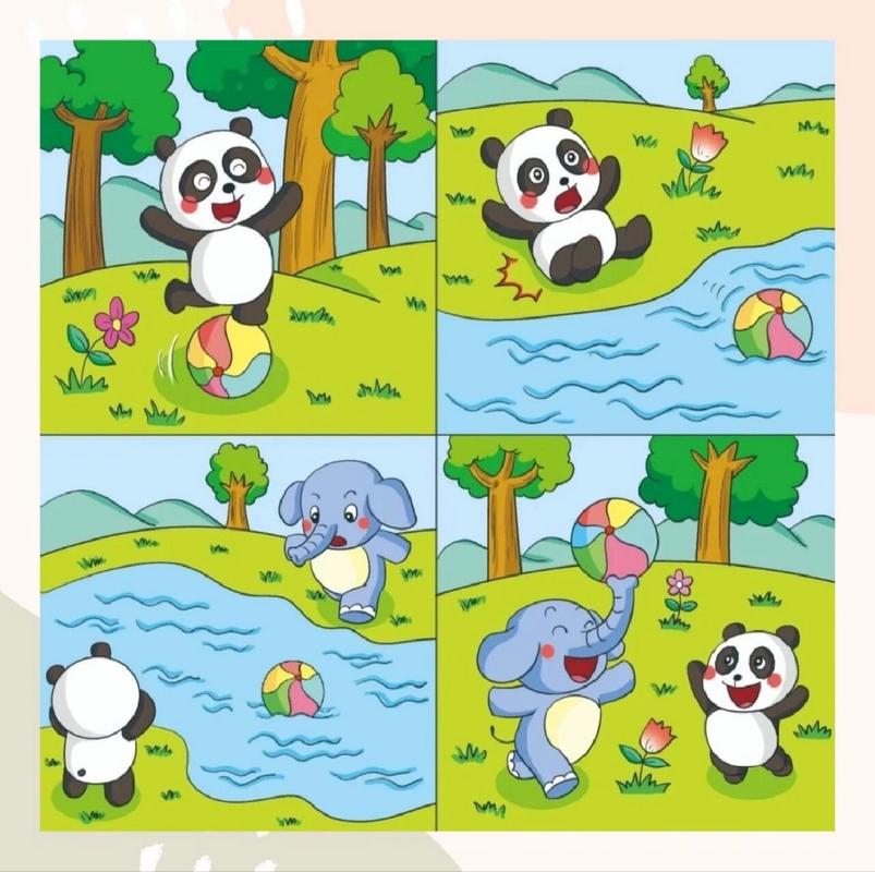 看图编故事《小熊玩球》 小熊猫最喜欢玩球了,而且它的技术非常好.