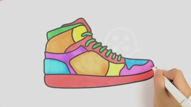 儿童简笔画漂亮的运动鞋子球鞋儿童美术涂鸦学画涂色画