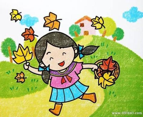 秋天的小女孩简笔画