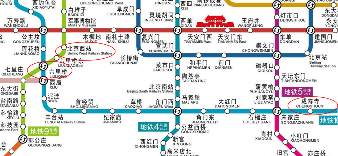 从北京西到成寿寺坐地铁的话,要几站地啊,我想去内个华盛的医院